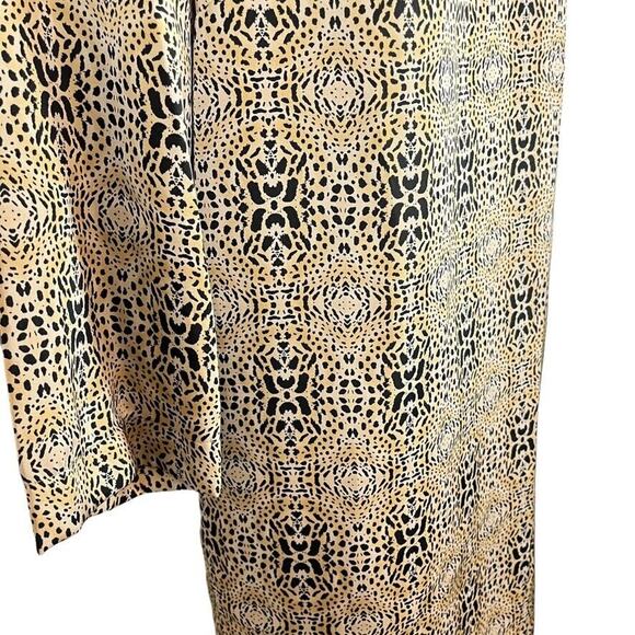 MNG by Mango Womens Animal Print Cheetah V-Neck Shift 3/4 Sleeve Dress sz 10 - Picture 3 of 16